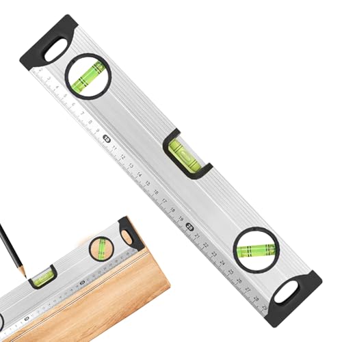 Qkbuza Magnetische Wasserwaage | 30 Zentimeter Installateurwasserwaage Mit Drei Libellen | Magnetische Aluminiumlegierung Nivellierer Für Installation Holz Fliesen Renovierung Boden,Für Renovierung von Qkbuza