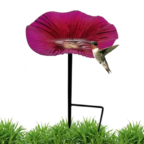 Qkbuza Vogelbad Für Den Außenbereich | Vogelbad Ständer Mit Wasserspender Für Draußen,Dekorative Blütenform Futterstelle Mit Metallstab, Ästhetische Gartendeko Für Kolibris von Qkbuza