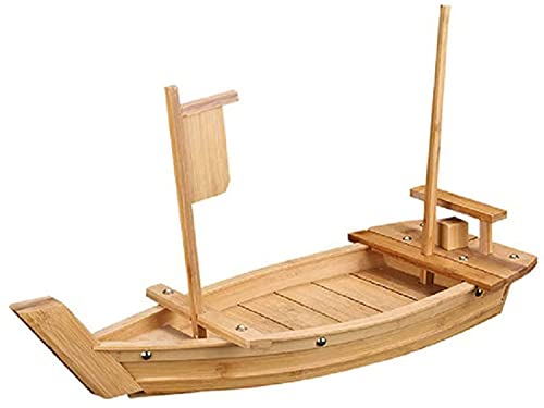 Qklovni Large Wooden Sushi Boat Shape Plate Japanese Sushi Sashimi Serving Plate Tray for Restaurant or Home Use, 40/50cm (40cm*16cm) von Qklovni