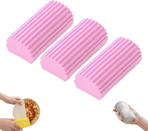 Multifunction Strong Absorbent Magical Brush, 2024 New Sponge Wipe Cleaning Tool, Reusable Sponge Cleaning Brush, for Glass,Window,Kitchens,Bathrooms. (Pink) von Qklovni
