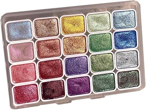 Qklovni 20 Colors Glitter Watercolor Paint Metallic Watercolor Paints Set, Multitudet Watercolor Paint, Glitter Watercolor With Sparkles, Travel Art Kit for Painting on The Go. (1ml-A) von Qklovni