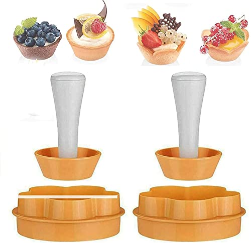 Tart Shell Molds, Pastry Dough Tamper Kit, Fruit Pie Maker Flower/Circle Cookies Biscuit Cutter Baking Tool, Creative Cake Cup Presser Plastic Flower Round Mold Set (2pcs) von Qklovni