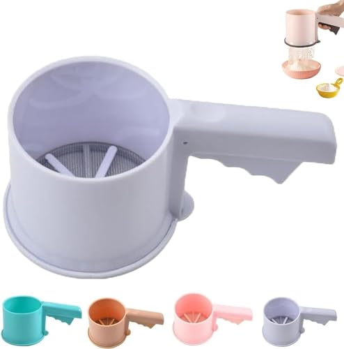 Ultra-Precision Automatisches Mehlsieb zum Backen, Handheld Puderzucker-Sieb, manuelles Mehlsieb für Backwerkzeuge, praktischer Haushaltsmehlfilter (weiß) von Qklovni