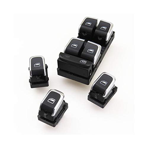 Qklyxr Fenster Glas Lift Lock Control Chrom Master Schalter Taste Set Fit for Q5 A5 A4 Allroad 8KD 959 851 EINE 8KD959855A 4GD959855 Fensterschalter von Qklyxr