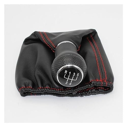 Qklyxr For Seat Cordoba 1997 1998 1999 2000 2001 2002 Auto-Styling 5-Gang-Auto-Schaltknauf mit PU-Ledermanschette, rote Linie Schaltknauf(White) von Qklyxr