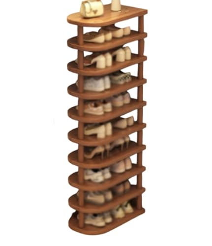 QmEna Mehrschichtiges Schuhregal, Kleines schmales Eingangsregal, Vertikales Schuhregal, Eckschuhturm, Schuhständer aus Holz für Eingangsbereich, Flur, Schrank 10-Layer QmEna Mehrschichtiges Schuhregal, Kleines schmales Eingangsregal, Vertikales Schuhregal, Eckschuhturm, Schuhständer aus Holz für Eingangsbereich, Flur, Schrank 10-Layer von QmEna