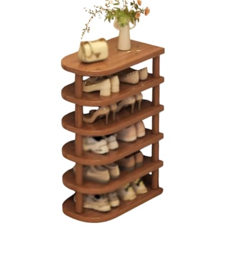 QmEna Mehrschichtiges Schuhregal, Kleines schmales Eingangsregal, Vertikales Schuhregal, Eckschuhturm, Schuhständer aus Holz für Eingangsbereich, Flur, Schrank 6-Layer QmEna Mehrschichtiges Schuhregal, Kleines schmales Eingangsregal, Vertikales Schuhregal, Eckschuhturm, Schuhständer aus Holz für Eingangsbereich, Flur, Schrank 6-Layer von QmEna
