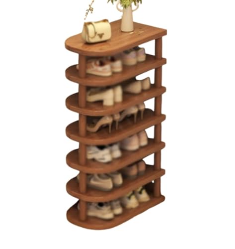 QmEna Mehrschichtiges Schuhregal, Kleines schmales Eingangsregal, Vertikales Schuhregal, Eckschuhturm, Schuhständer aus Holz für Eingangsbereich, Flur, Schrank 7-Layer QmEna Mehrschichtiges Schuhregal, Kleines schmales Eingangsregal, Vertikales Schuhregal, Eckschuhturm, Schuhständer aus Holz für Eingangsbereich, Flur, Schrank 7-Layer von QmEna