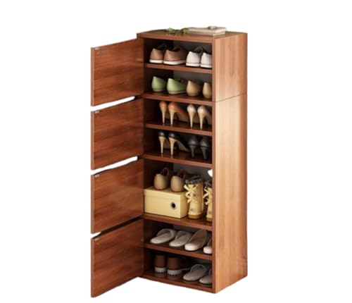 QmEna Schuhregal, Schuhschrank mit Tür, staubdichtes hohes und schmales Schuhregal, freistehendes Schuhregal, platzsparend für Eingangsbereich, Flur und Schrank Brown,42 * 30 * 118cm QmEna Schuhregal, Schuhschrank mit Tür, staubdichtes hohes und schmales Schuhregal, freistehendes Schuhregal, platzsparend für Eingangsbereich, Flur und Schrank Brown,42 * 30 * 118cm von QmEna