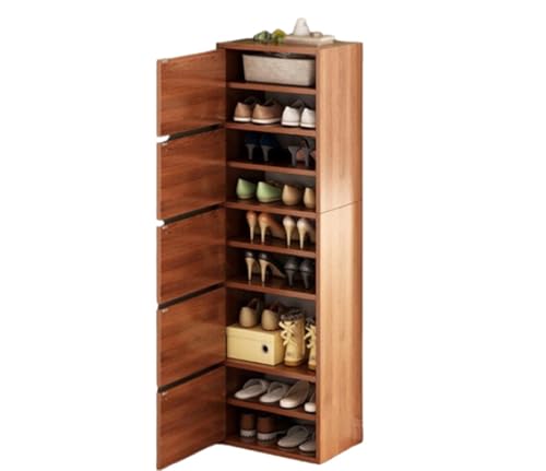 QmEna Schuhregal, Schuhschrank mit Tür, staubdichtes hohes und schmales Schuhregal, freistehendes Schuhregal, platzsparend für Eingangsbereich, Flur und Schrank Brown,42 * 30 * 147cm QmEna Schuhregal, Schuhschrank mit Tür, staubdichtes hohes und schmales Schuhregal, freistehendes Schuhregal, platzsparend für Eingangsbereich, Flur und Schrank Brown,42 * 30 * 147cm von QmEna