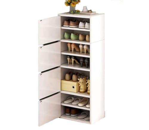 QmEna Schuhregal, Schuhschrank mit Tür, staubdichtes hohes und schmales Schuhregal, freistehendes Schuhregal, platzsparend für Eingangsbereich, Flur und Schrank White,42 * 30 * 118cm QmEna Schuhregal, Schuhschrank mit Tür, staubdichtes hohes und schmales Schuhregal, freistehendes Schuhregal, platzsparend für Eingangsbereich, Flur und Schrank White,42 * 30 * 118cm von QmEna