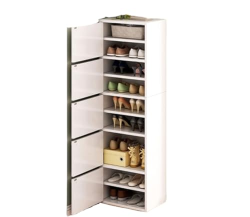 QmEna Schuhregal, Schuhschrank mit Tür, staubdichtes hohes und schmales Schuhregal, freistehendes Schuhregal, platzsparend für Eingangsbereich, Flur und Schrank White,42 * 30 * 147cm QmEna Schuhregal, Schuhschrank mit Tür, staubdichtes hohes und schmales Schuhregal, freistehendes Schuhregal, platzsparend für Eingangsbereich, Flur und Schrank White,42 * 30 * 147cm von QmEna