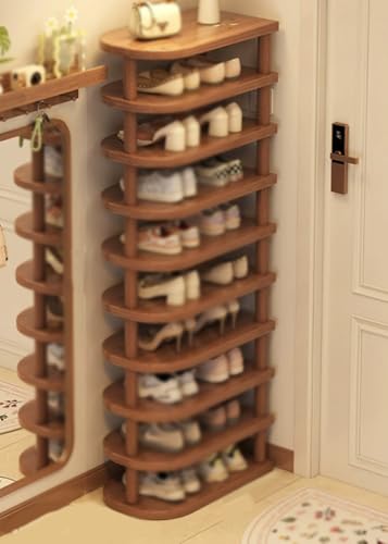 QmEna Schuhregal, schmales vertikales Schuhregal, Schuhregal aus Holz, schmales Schuhregal für den Eingangsbereich, Schuhaufbewahrung 10-Layer QmEna Schuhregal, schmales vertikales Schuhregal, Schuhregal aus Holz, schmales Schuhregal für den Eingangsbereich, Schuhaufbewahrung 10-Layer von QmEna