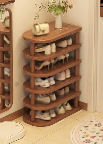 QmEna Schuhregal, schmales vertikales Schuhregal, Schuhregal aus Holz, schmales Schuhregal für den Eingangsbereich, Schuhaufbewahrung 6-Layer QmEna Schuhregal, schmales vertikales Schuhregal, Schuhregal aus Holz, schmales Schuhregal für den Eingangsbereich, Schuhaufbewahrung 6-Layer von QmEna