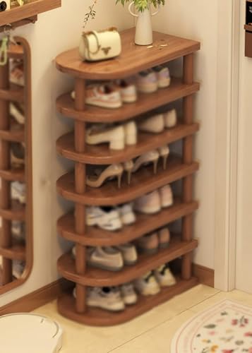 QmEna Schuhregal, schmales vertikales Schuhregal, Schuhregal aus Holz, schmales Schuhregal für den Eingangsbereich, Schuhaufbewahrung 7-Layer QmEna Schuhregal, schmales vertikales Schuhregal, Schuhregal aus Holz, schmales Schuhregal für den Eingangsbereich, Schuhaufbewahrung 7-Layer von QmEna