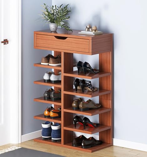 QmEna Schuhschrank aus Holz, hoher Schuhschrank, Schuhregal, mehrschichtiger Schuhschrank für den Türrahmen, großer Schuhschrank Brown,6-Layer QmEna Schuhschrank aus Holz, hoher Schuhschrank, Schuhregal, mehrschichtiger Schuhschrank für den Türrahmen, großer Schuhschrank Brown,6-Layer von QmEna