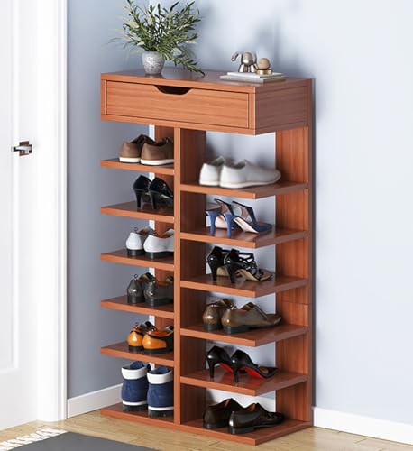 QmEna Schuhschrank aus Holz, hoher Schuhschrank, Schuhregal, mehrschichtiger Schuhschrank für den Türrahmen, großer Schuhschrank Brown,7-Layer QmEna Schuhschrank aus Holz, hoher Schuhschrank, Schuhregal, mehrschichtiger Schuhschrank für den Türrahmen, großer Schuhschrank Brown,7-Layer von QmEna