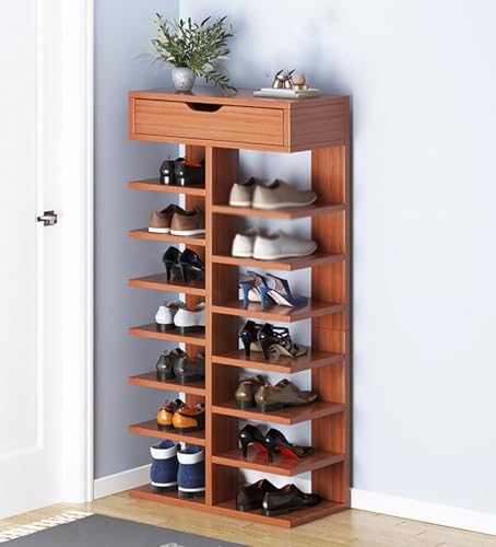 QmEna Schuhschrank aus Holz, hoher Schuhschrank, Schuhregal, mehrschichtiger Schuhschrank für den Türrahmen, großer Schuhschrank Brown,8-Layer QmEna Schuhschrank aus Holz, hoher Schuhschrank, Schuhregal, mehrschichtiger Schuhschrank für den Türrahmen, großer Schuhschrank Brown,8-Layer von QmEna