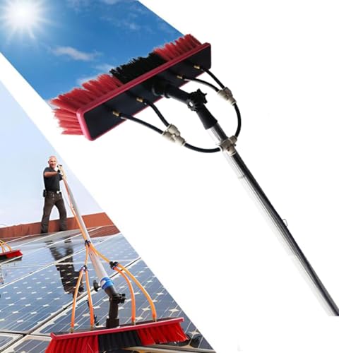 QmEna Wasserführende Teleskopstange, Reinigung von PV-Anlagen, 3–12 m wasserführende Teleskopstange mit Bürste, Teleskop-Waschbürste, Reinigung von Solarmodulen 9M,Silver 55cm von QmEna