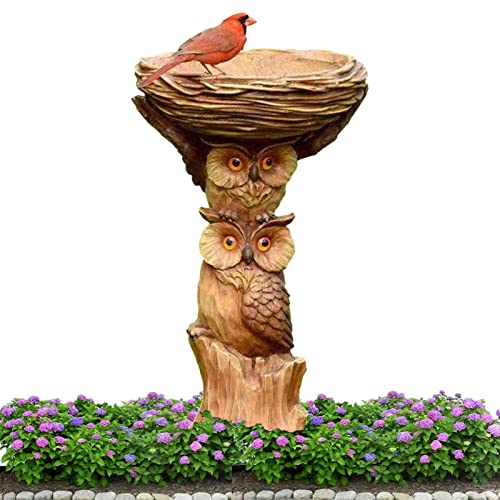 Futterstation für den Garten, Vogelbad in Eulen- und Kolibri-Form, mit Schutzbeschichtung, Vogelbäder und Ständer, Dekoration für den Garten, antike von Qmisify