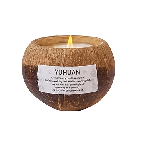 Qmisify Kokosschale, Kerzenhalter aus Kokosnussschale, handgefertigte Kerze in einer natürlichen Kokosnussschale, wiederverwendbare Aromatherapie, Schale aus Kokosnuss, Duftkerze, Kokosnussschale von Qmisify