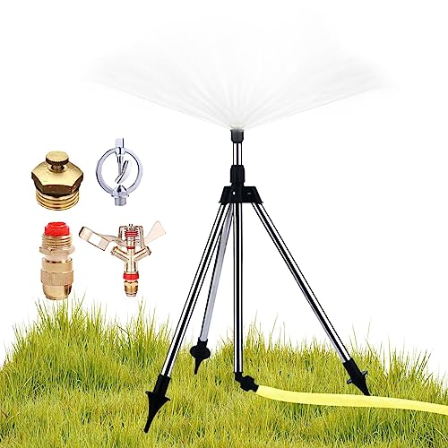 Qmisify Wassersprinkler mit Stativ, Teleskop-Wassersprenger – Teleskop-Bewässerungskanne für die Bewässerung von Rasenflächen mit großer Fläche von Qmisify
