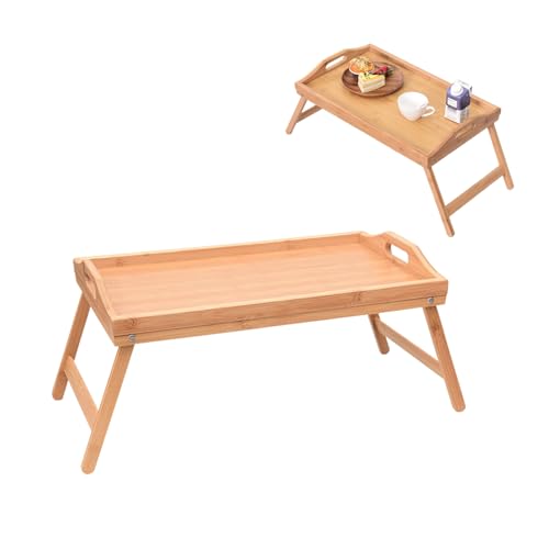 Bettschale, Faltbare Bambus -Bettschale 19.7x11.8x2.6, tragbarer Schreibtisch mit Griff für Essen, Laptops, Frühstück in von QmjdDymx