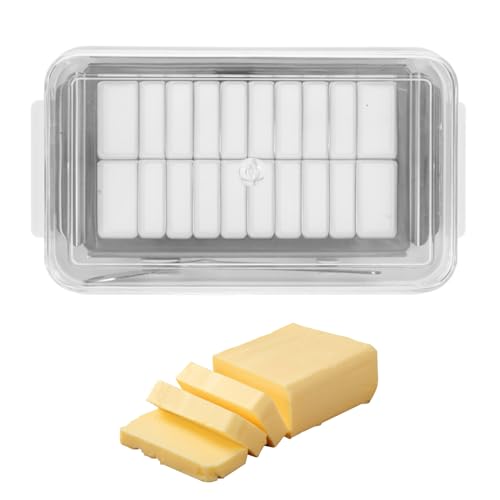Butterschneiderbox, 2-in-1-Butterschale mit klarem Deckel und Cutter, luftdicht rechteckiger Lagerbehälter mit Slicer für Küchenartikel von QmjdDymx