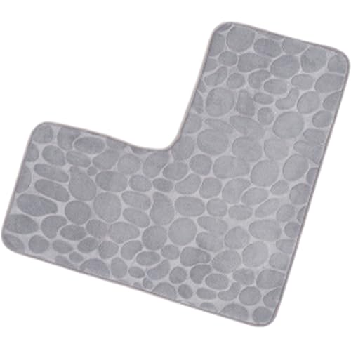 Eckduschmatte L-förmige Badematte Marmor-strukturiertes Badenteppich 31.5x31.5in Absorptionsdusche Teppich nicht rutschfeste Badewanne Teppichmaschine Waschbar minimalistische Badezimmermatte, Bade von QmjdDymx