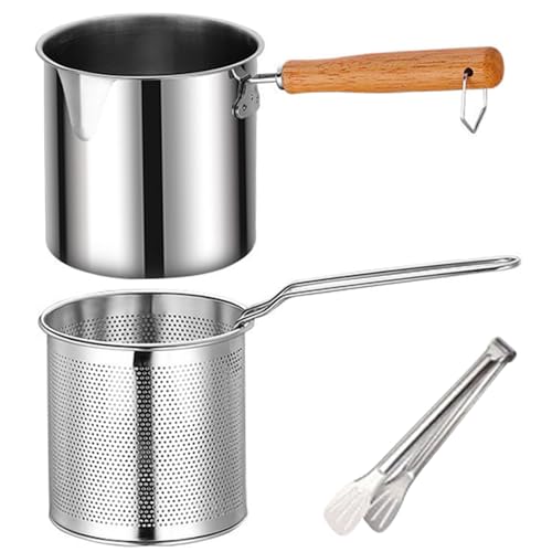 Frittierbraten mit Korb, Fritteuchsen-Topf mit Korb und Zange gehandhabten Fritteuchsen-Edelstahl-Chip-Friteuse-Friteuse, unbeschwerte Weitmund-Mund-Multipurpose-Mini-Friteuse, Mini Fryer Friteuse von QmjdDymx