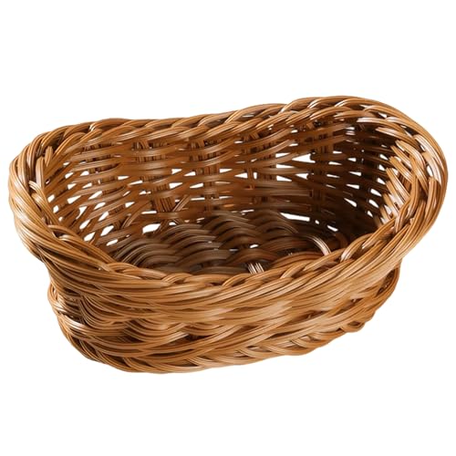 Gewebter Korb, gewebter Speicherkorb 7.5x5.1x2.8, Imitation Rattan Ovales Brot für Früchte, Snacks, Küchen- und Arbeitsplatte Organisator von QmjdDymx