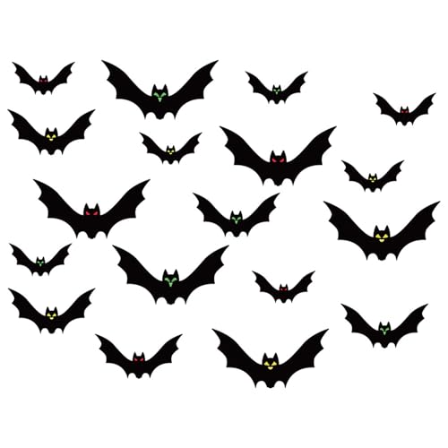 Halloween Fledermäuse, 18pcs hängende Fledermäuse groß fliegen mit leuchtenden dunklen Augen gruselig für Baum Veranda Hof Rasen innen Halloween, hängende Dekoration Halloween Fledermäuse, 18pcs hängende Fledermäuse groß fliegen mit leuchtenden dunklen Augen gruselig für Baum Veranda Hof Rasen innen Halloween, hängende Dekoration von QmjdDymx