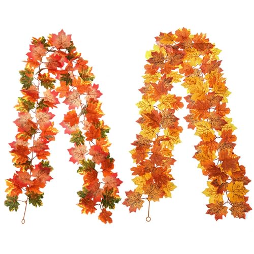 Herbstblätter Garland 2pcs 39in Realistische bilaterale Ahorn Herbstblätter Dekor tragbare Erntedankfest -Dekor für Weihnachten Haus Kamin Party Garland wiederverwendbar Herbstblätter Garland 2pcs 39in Realistische bilaterale Ahorn Herbstblätter Dekor tragbare Erntedankfest -Dekor für Weihnachten Haus Kamin Party Garland wiederverwendbar von QmjdDymx