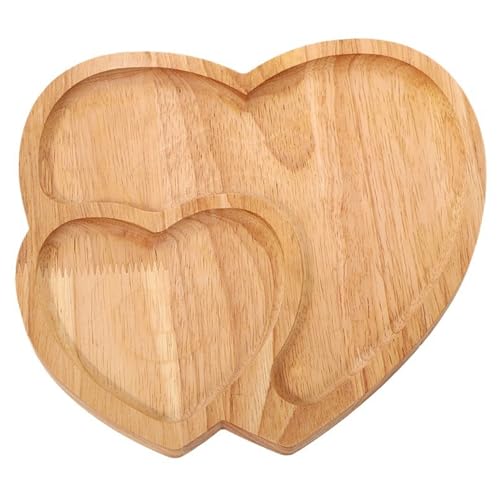 Herz Servingschale, herzförmige Teller Holz Herz -Servierschale Romantische Herzstarung Wurstwarenbrett 2 Fach 9.1x8.7in Herzplatte für Hochzeit Valentinstag Kerzenlicht Abendessen von QmjdDymx