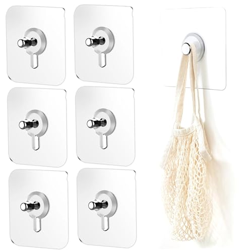 Keine Nagelbildhügel, 6pcs Selbstklebend keine Nagelbildhügel, 2, 4 x 2, 4 Zoll 22 Pfund wasserdichte Wandhaken für Plakate, Fotos, Gemälde von QmjdDymx
