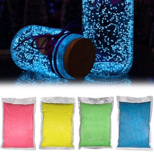 Leuchten im dunklen Sand 4 Beutel 10 g/Beutel Aquariumsand wiederverwendbarer leuchtender Sandaquariumsand DIY Glühen in den dunklen Felsen, die Flaschen dekorativen Kies für Märchengarten wünschen von QmjdDymx