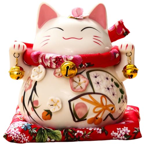 Lucky Cat Statue, 7.1x5.1x6, 7 Zoll Keramik Japaner Lucky Cat Piggy Bank, Maneki Neko für Home Office Desk, Feng Shui Money Decor Lucky Cat Statue, 7.1x5.1x6, 7 Zoll Keramik Japaner Lucky Cat Piggy Bank, Maneki Neko für Home Office Desk, Feng Shui Money Decor von QmjdDymx