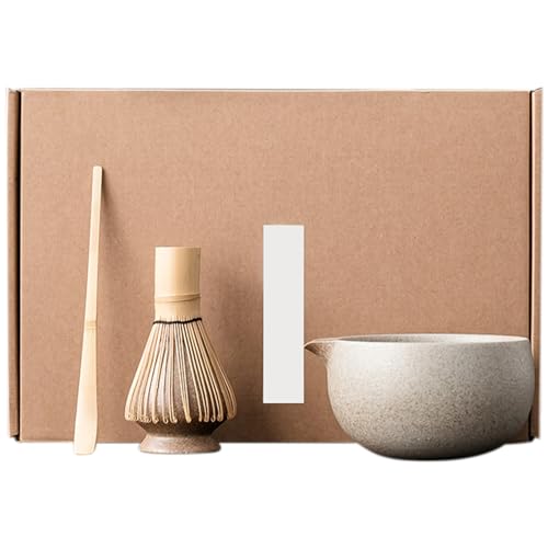 Matcha Set,Matcha Set beinhaltet Matcha Schneebesen, Schale, Löffel und Schneebesenhalter Japanisches Teeset Anleitung Matcha Set für Teeliebhaber, Typ1 Matcha Schneebesen Set von QmjdDymx