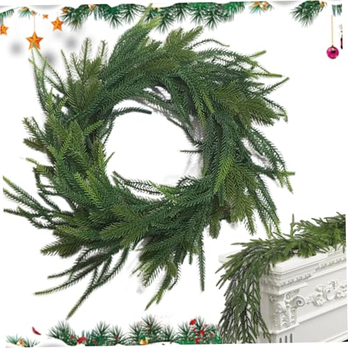 Norfolk Pine Garland, Weihnachtsgirlande 5ft künstliches Norfolk Pine Real Touch Winter für Treppengeländer Kamin Manteldekor, Weihnachten von QmjdDymx