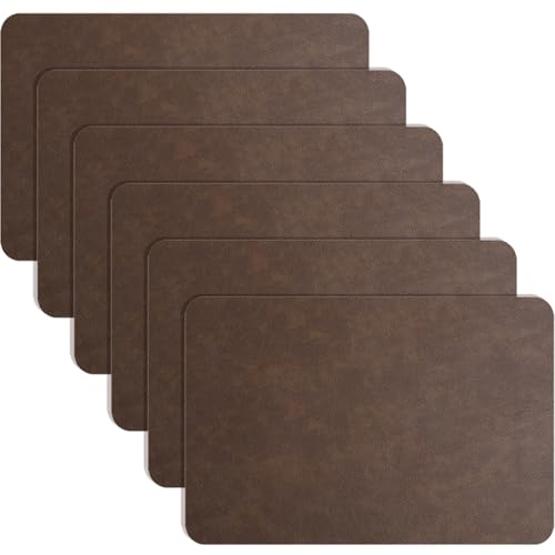 Placemats, Set von 6 Leder-Placematen 17, 5x12, hitzebleichtes wasserdichte Tischmatten, waschbar und wiederverwendbar für Esstisch, Küchendekoration von QmjdDymx