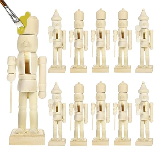 QmjdDymx 12pcs unvollendet 5 Zoll lackierbarer Nussknacker -Figuren, Holz -Project -Projekte für hölzerne Weihnachtskunst für Jungen Mädchen Erwachsene, Nussknacker -Ornamente von QmjdDymx