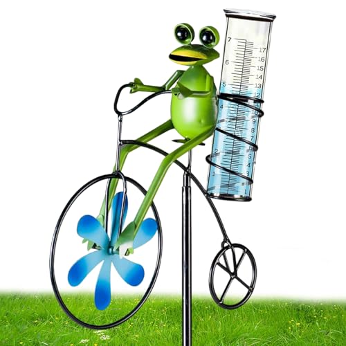 QmjdDymx ‌7in Digital Regenmesser Metallfrosch -Pfahl abnehmbar im Freien im Freien Garten Rasen Terrasse Wetter ‌, Regenmessgeräte von QmjdDymx
