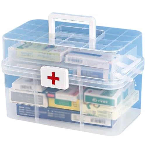 QmjdDymx Bastelablagerung, dreischichtige Klappmediziner-Aufbewahrungsbox, klarer Kunststoff-Erste-Hilfe von QmjdDymx