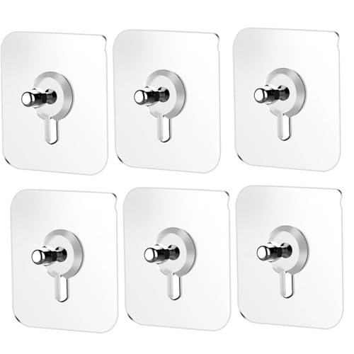 QmjdDymx Bohrfreie Kleberhaken, 6pcs nägelfreie Aufkleber für Wände, 2, 4 x 2, 4 Zoll transparente Klebstoffhaken, wasserdichte Stock für Küchenbad an von QmjdDymx