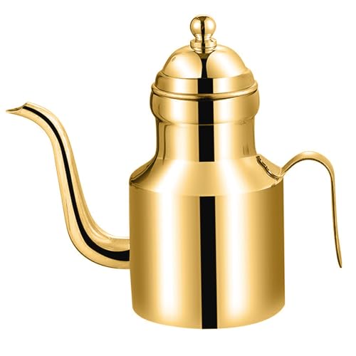 QmjdDymx Edelstahl-Ölspender, 11 Oz Olivenöl Spender Küche Öl Drizzler Flasche mit Drip Spout Öl kann Essig Krug Sauce Fett Storage Can, Golden von QmjdDymx