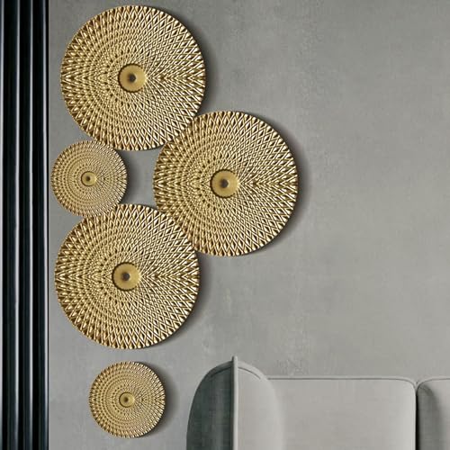 QmjdDymx Goldene Wanddekoration, Set von 5 Sunburst Metal Wall Art, modernes goldenes hängendes Dekor für obere Tür, Wohnzimmer, Bad, Flur, Büro QmjdDymx Goldene Wanddekoration, Set von 5 Sunburst Metal Wall Art, modernes goldenes hängendes Dekor für obere Tür, Wohnzimmer, Bad, Flur, Büro von QmjdDymx