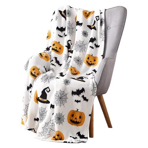 QmjdDymx Halloween Decke, Doppellagige Fleecedecke mit Spinnweben und Kürbissen Bedruckt Dünne Decke Weich Warm Herbst Winter Decke für Kinder Erwachsene 130X150cm QmjdDymx Halloween Decke, Doppellagige Fleecedecke mit Spinnweben und Kürbissen Bedruckt Dünne Decke Weich Warm Herbst Winter Decke für Kinder Erwachsene 130X150cm von QmjdDymx