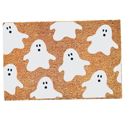 QmjdDymx Halloween Teppich, Halloween-Türmatte 16x24 Zoll, lustiger Ghost Willkommen Teppich Weiches, rutsches Badezimmermatte für Eingang der Haustür, willkommen von QmjdDymx