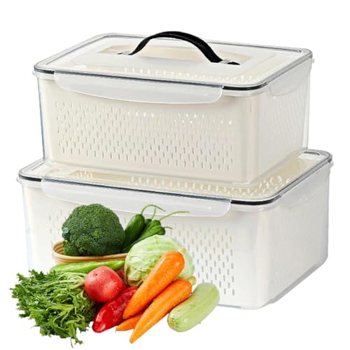QmjdDymx Obstbehälter für Kühlschrank, 2 PCS -Obst -Lagerbehälter für Kühlschrank, 4, 5 l und 7l mit abnehmbar von QmjdDymx