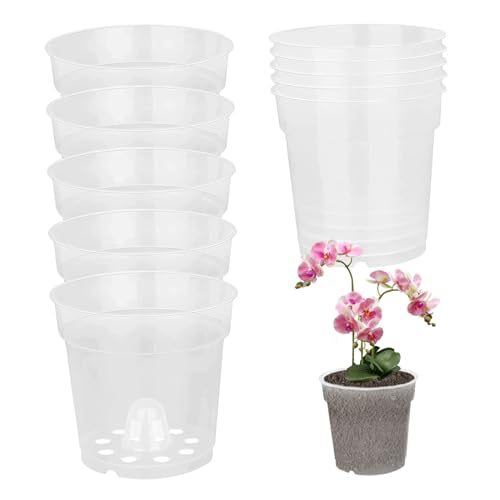 QmjdDymx Plastikpflanztopf, 10pcs 10, 9 cm klare Orchideetöpfe, Plastikpflanzentöpfe mit Entwässerungslöchern, Saatgutstartbehälter für Innen- und Außenpflanzen in Innenräumen von QmjdDymx